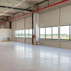 warehouse with windows letting in natural light