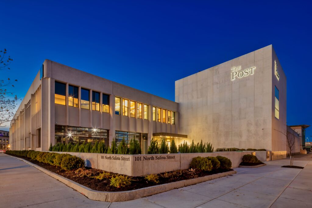Exterior of The Post mixed-use adaptive reuse building in downtown Syracuse, NY by VIP Structures